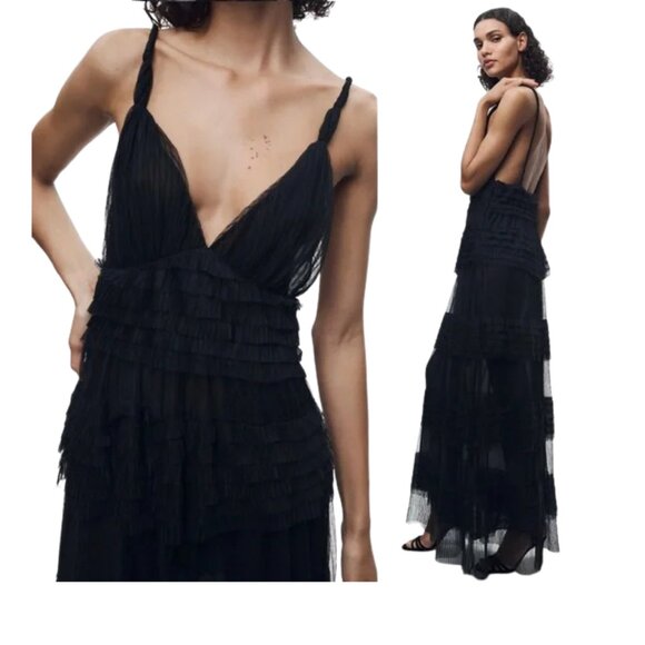 ZARA Ruffled Tulle Tiered Dress. Size Small. Blogger Fave! - Picture 3 of 7